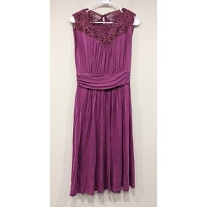 Boden Broderie Jersey Dress in Purple Size 6 Long